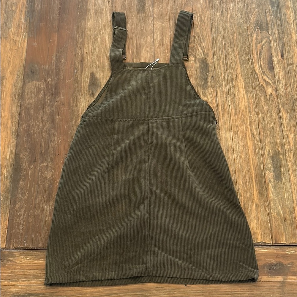 Dark Green Corduroy Overall Dress - Picture 5 of 7
